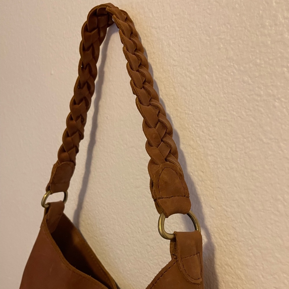 Brown leather tote